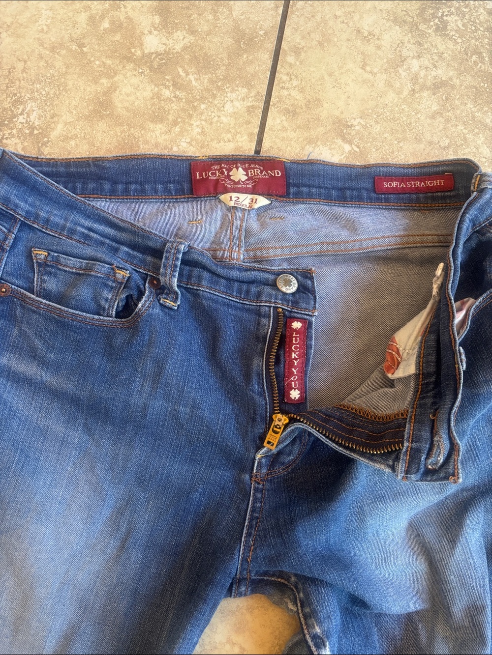 Lucky Brand Sofia Straight Jeans in Blue Denim